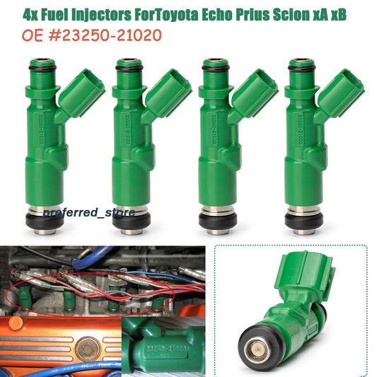 4-pack of fuel injectors 23250-21020 suitable for Prius Echo for Scion XA XB 1.5L-L4 01-09- v