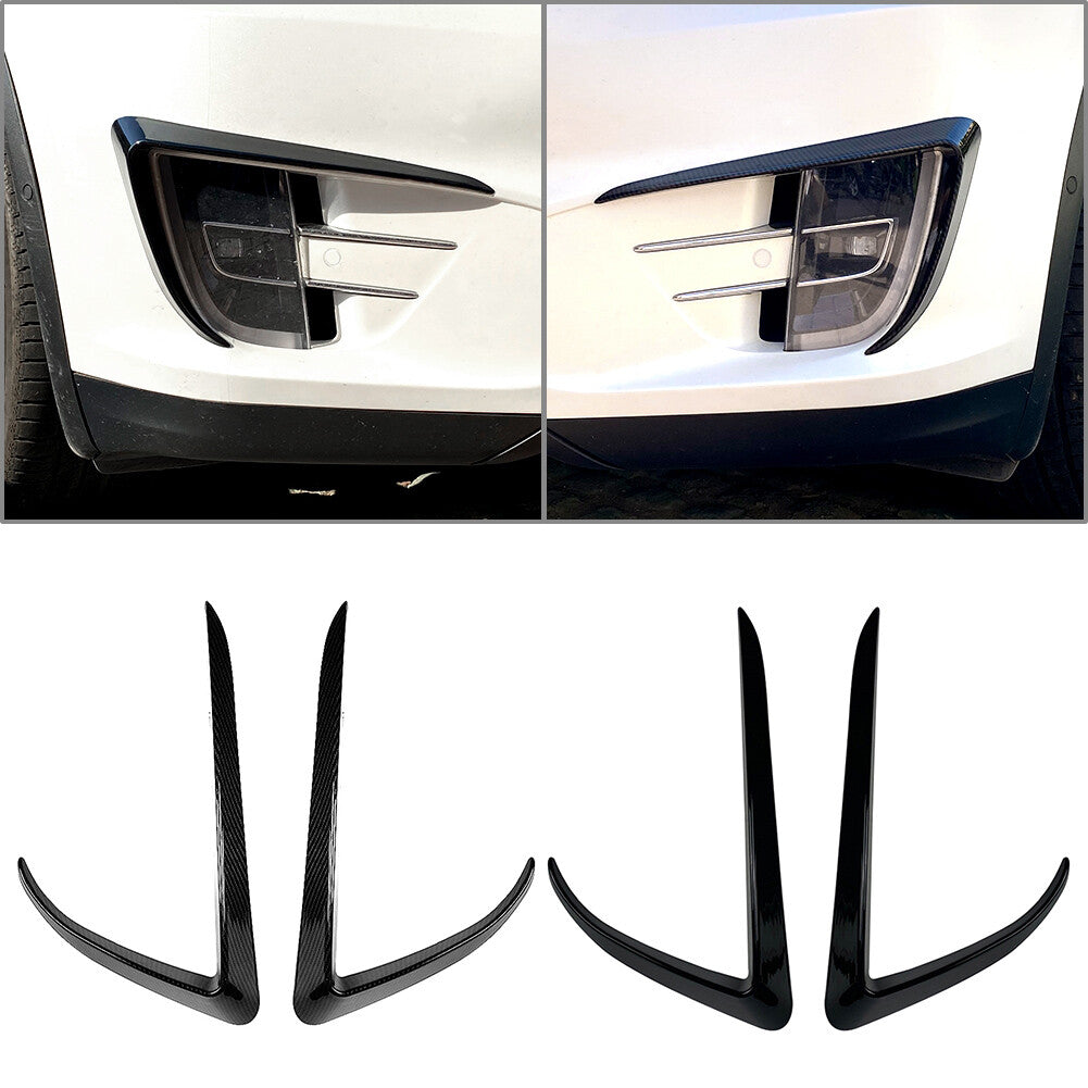 Carbon Fiber Car Front Fog Light Lamp Eyebrow Cover Trim for Tesla Model X 15-20