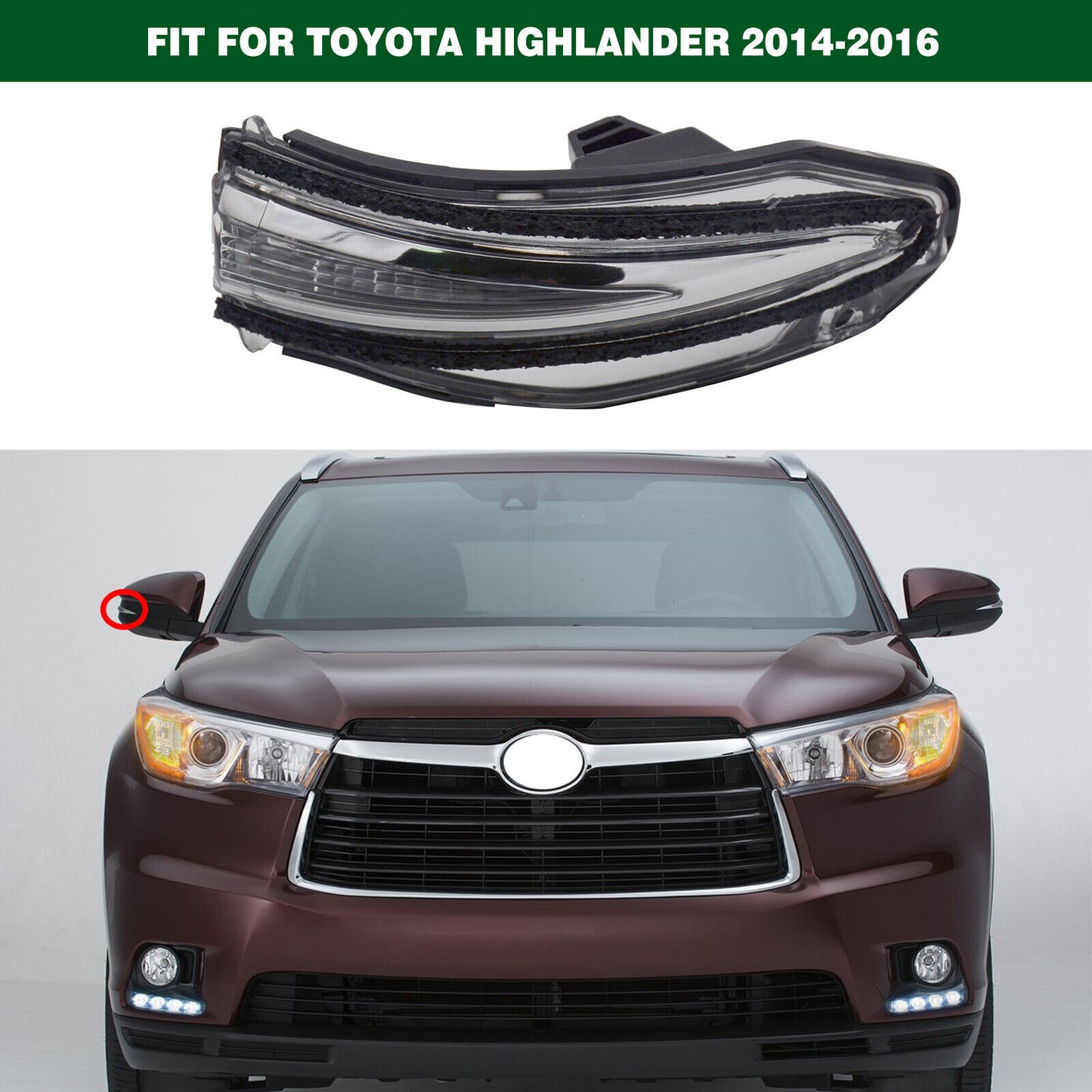 Right Side Mirror Turn Signal Light Indicator for TOYOTA HIGHLANDER 2014-2016