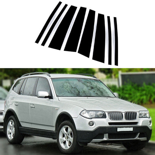 for BMW X3 2004-2010 Piano Black Pillar Posts Door Window Molding Strip Trims 8P