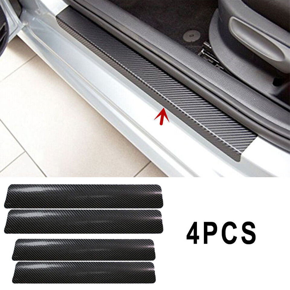 4x Carbon Fiber Car Door Plate Sill Scuff Cover Anti Scratch Sticker Accessories