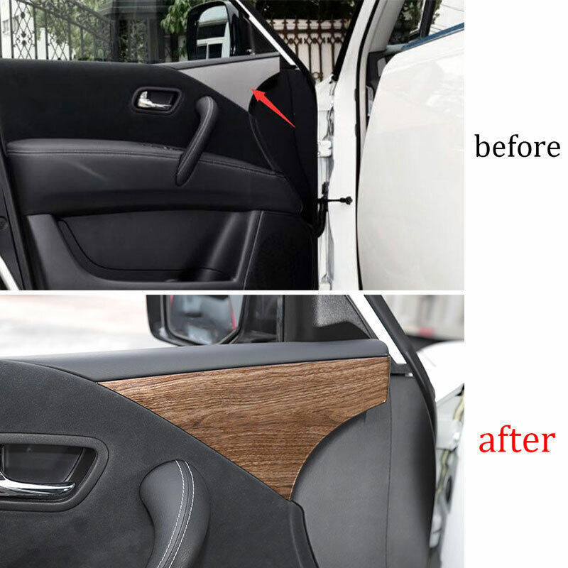 Inner Door Handle Bowl Cover Trim 4PCS for Nissan Armada Y62 2017-20 Wood Grain