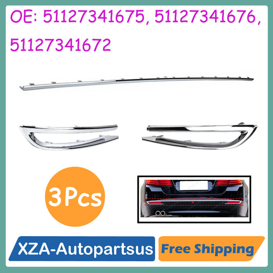 3Pcs Rear Bumper Body Molding Trim for BMW 5 Series F18 530i 528i 535 2014-2017 Q