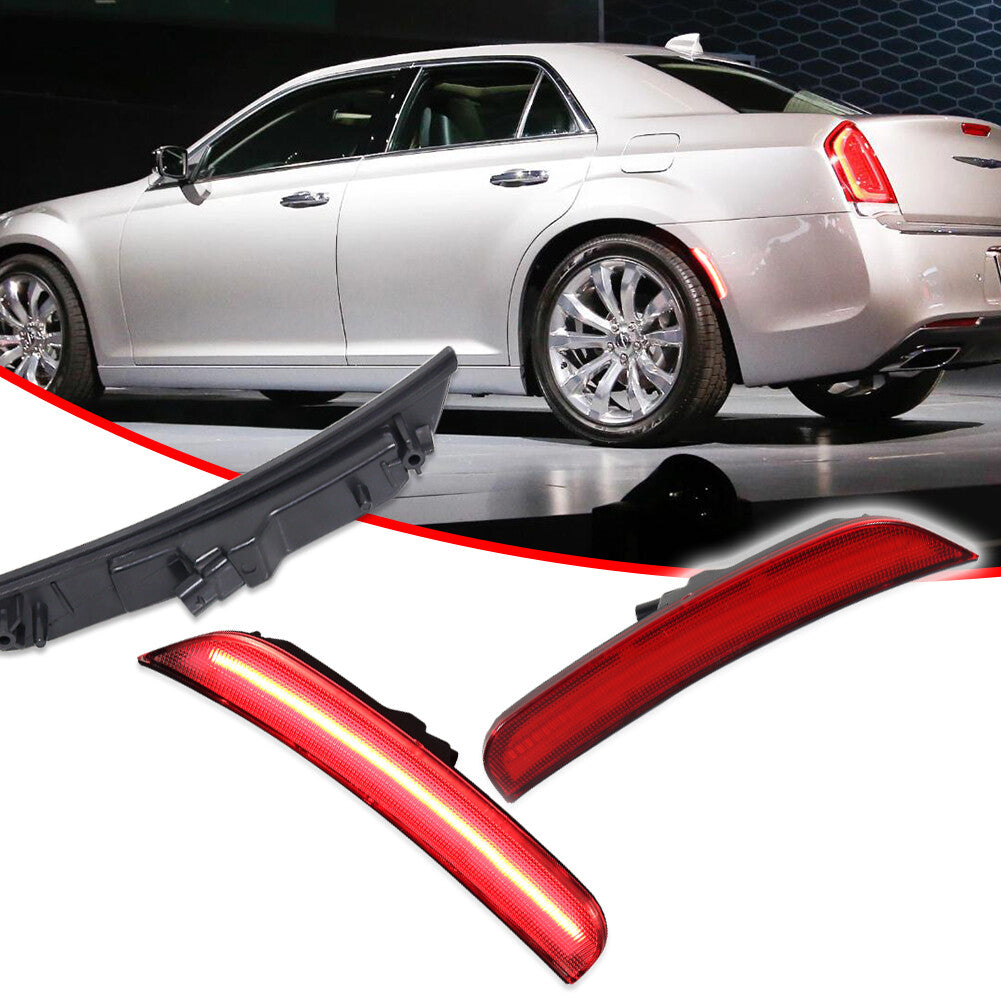 For 2015+ for for CHRysler 300 Red Lens Rear Bumper Side Marker Lights LH & Right Grip 2 Piece Set - v
