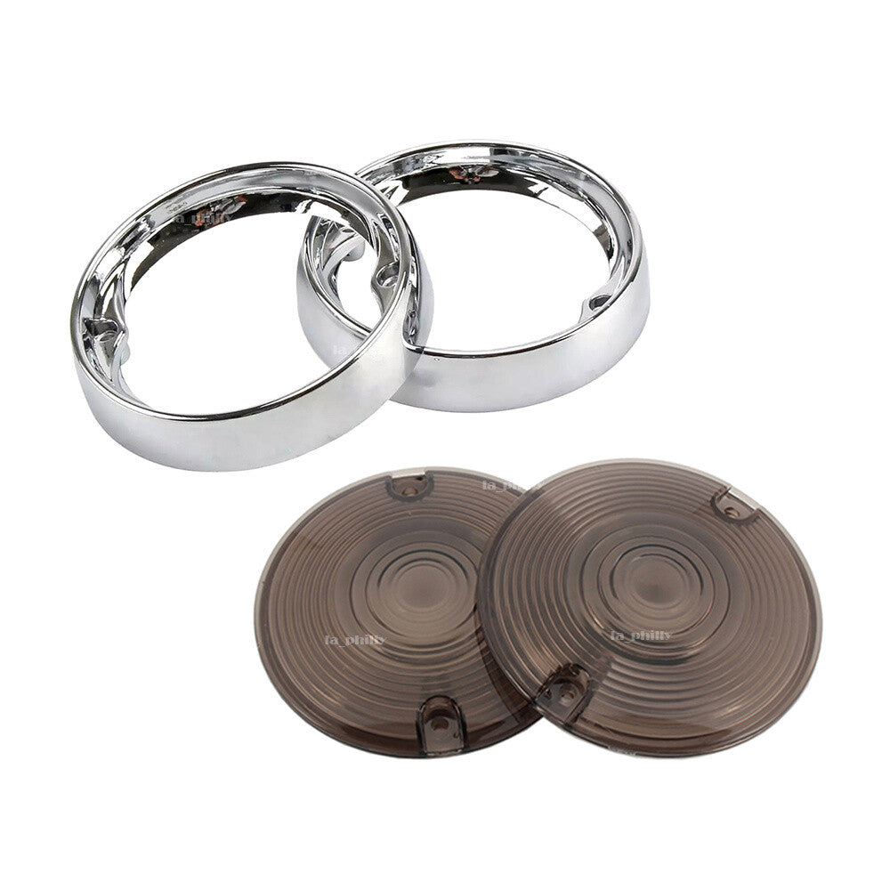 Deep Dish Turn Signal Bezels Smoke Lens for Harley Touring Road King Road Glid Q