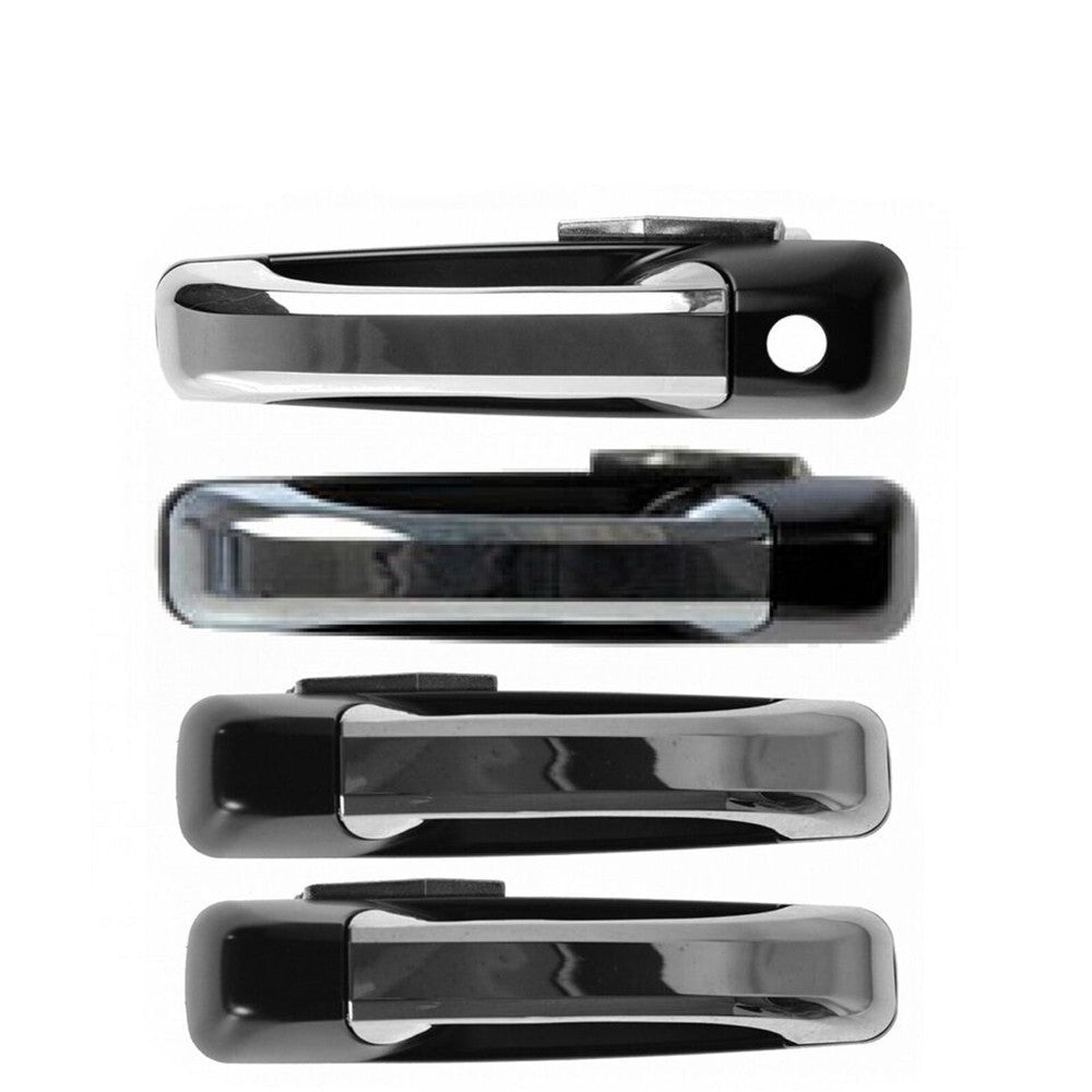 4PCS New Front Rear Exterior Door Handle Set with Driver Chrome Black for Ram