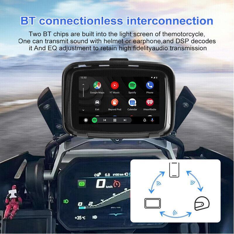 Portable 5-inch Touchscreen Motorcycle GPS for Navigator with Wireless CarPlay and Waterproof Kit n
