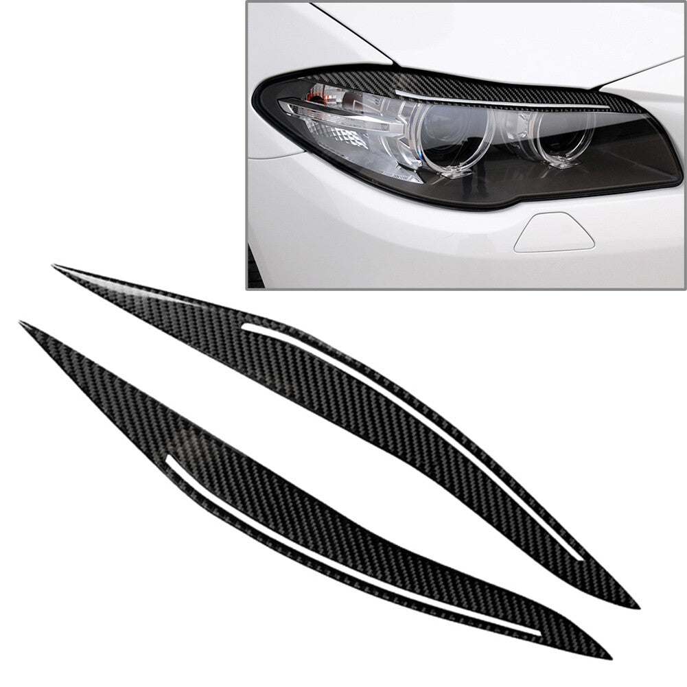 Headlight Eyebrows Eyelids Cover Trim for BMW 5 Series F10 Sedan 2014-16 Carbon