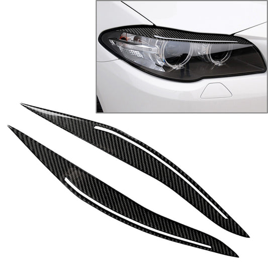 Headlight Eyebrows Eyelids Cover Trim for BMW 5 Series F10 Sedan 2014-16 Carbon