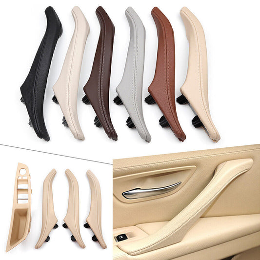 4x Door Trim Pull Handle Real Leather for BMW 5 series F10 F11 F18 2010-2017 LDH