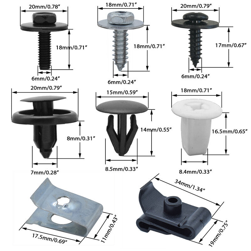 50-piece pack of plastic car bumper mudguard screws and rivets - promotional rivet clips n