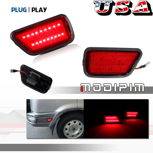 1 Set Red LED Rear Bumper Fender Side Marker Indicator Lights For 97-01 for Honda CR-V- v
