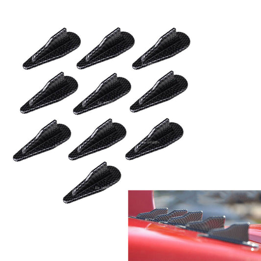 10 Pcs Universal EVO-Style Roof Shark Fins Wing Spoilers Generator Carbon Fiber Q