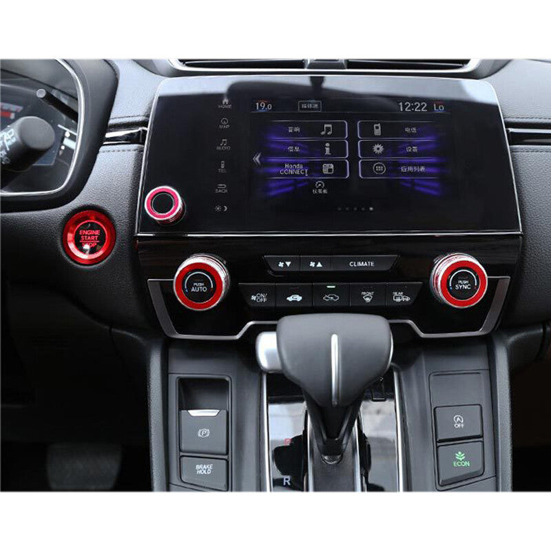 4x Red AC Switch Knob and Ignition Start Button Trim Cover Fit for for Honda CR-V v