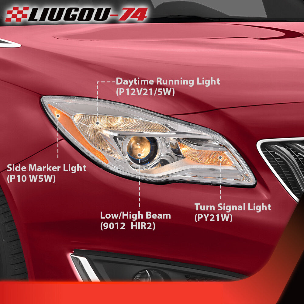 Suitable for 14-17 for Buick Rich Factory headlights, front lights with bulbs, right grip, passenger side- v