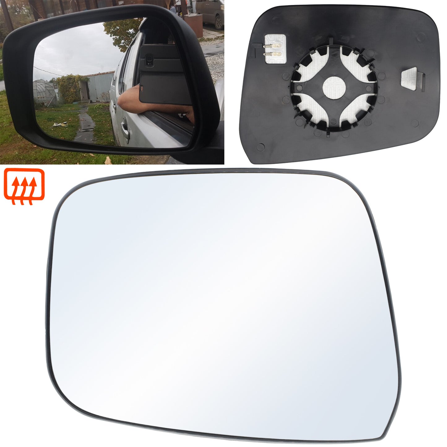 Passenger Side Wing Mirror Glass Heated for Nissan Navara D40 Pathfinder 2007-13 Q