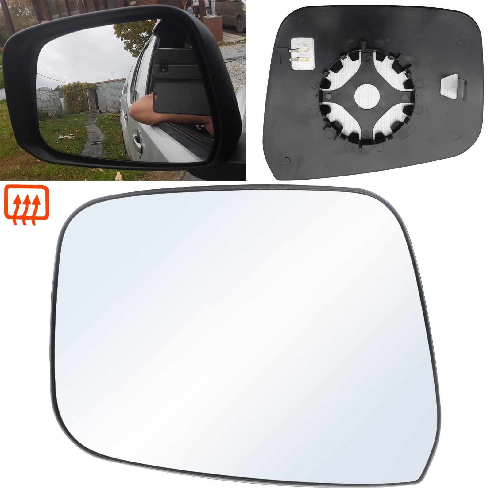 Passenger Side Wing Mirror Glass Heated for Nissan Navara D40 Pathfinder 2007-13 Q
