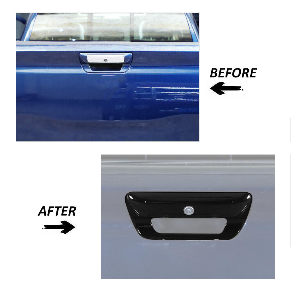 Black Rear Door Tailgate Handle Cover Trim For 2019-2024 for Dodge for RAM 1500 Gloss v