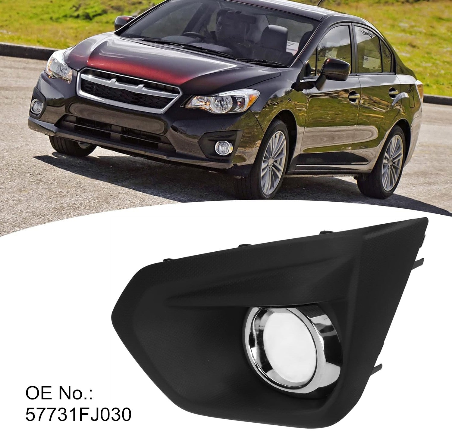 Left-hand drive side chrome fog light cover for 2012, 2013, and 2014 for Subaru Impreza. n