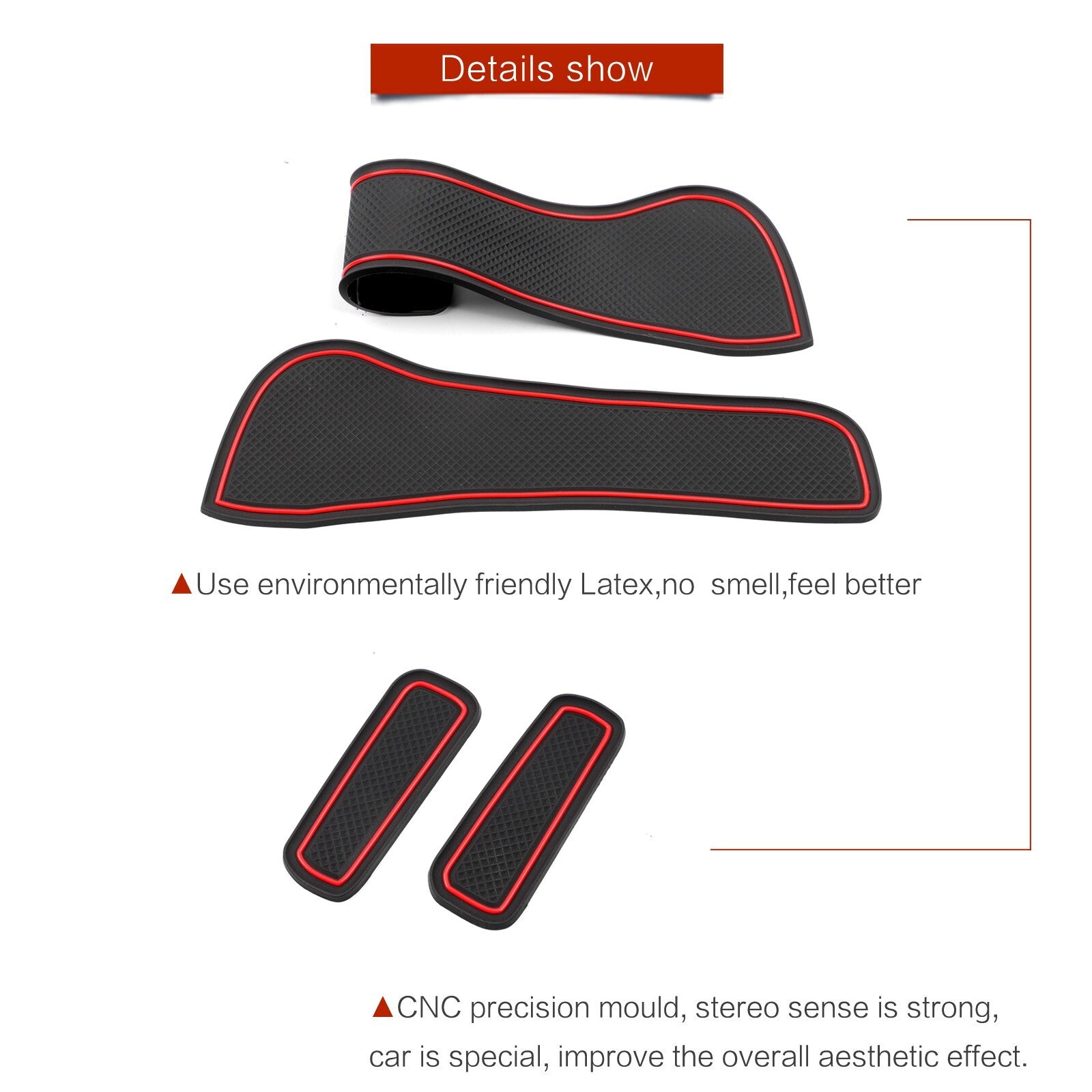 for Hyundai i10 2021 - 2023 Anti-Slip Gate Slot Cup Mat Door Mats Coasters Red
