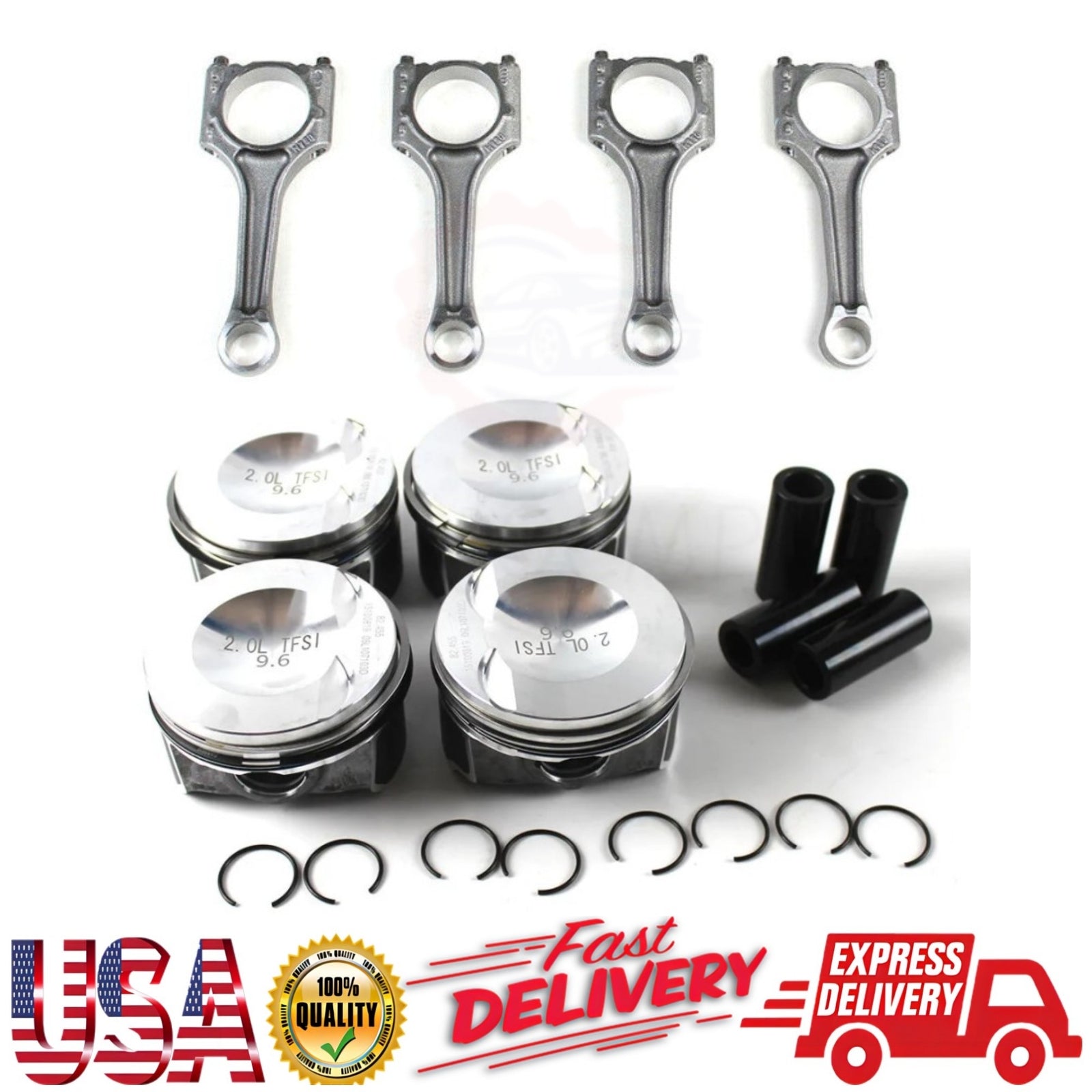 Piston  Rings Set + 4x Upgraded Piston Set fits for VW for Tiguan for AUDI A4 Q5 2.0T