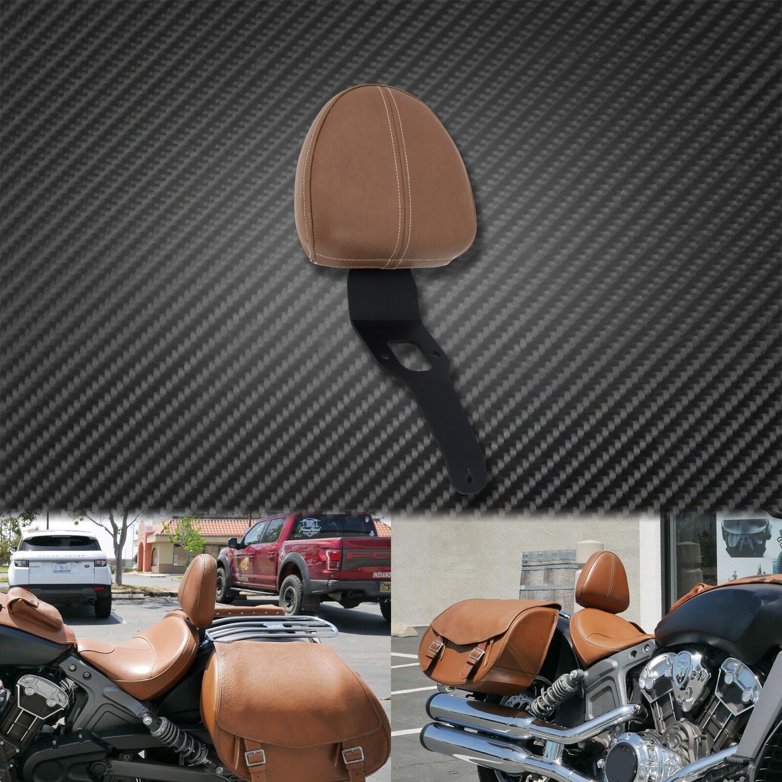Brown Front Driver Rider Backrest Pad Fit For Indian Scout 2015-2020 Sixty 16-20