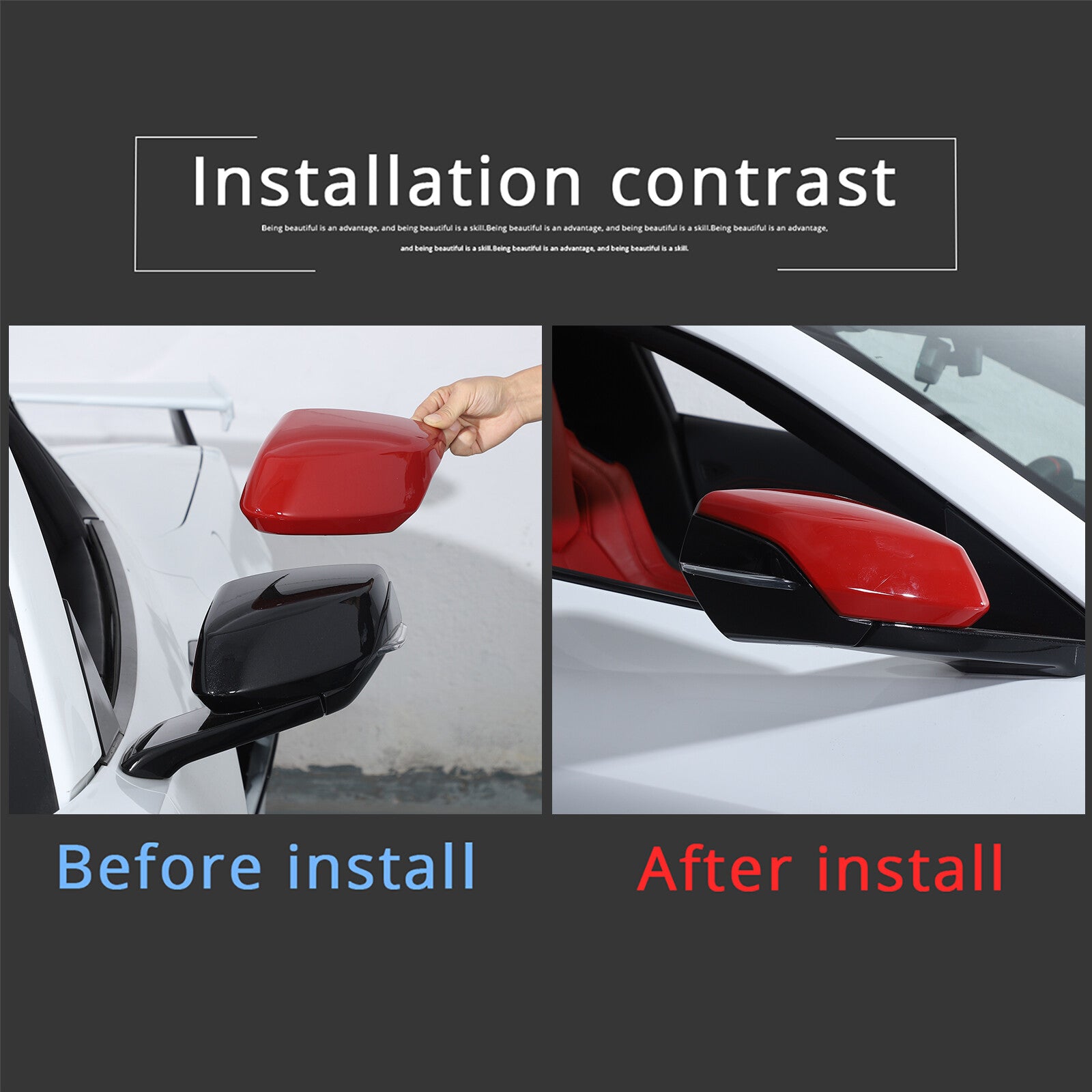 for Corvette C7 2014 - 2019 Carbon Fiber Passenger Center Grab Handle Decal Trim- v