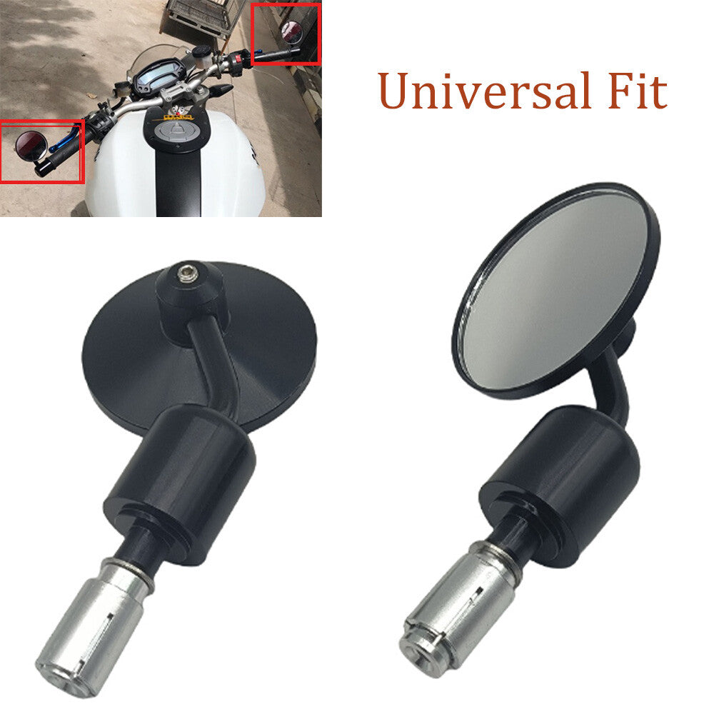 Black motorcycle handlebar end mirror, round 7/8 inch, suitable for Cafe Racer Bobber Cruiser 