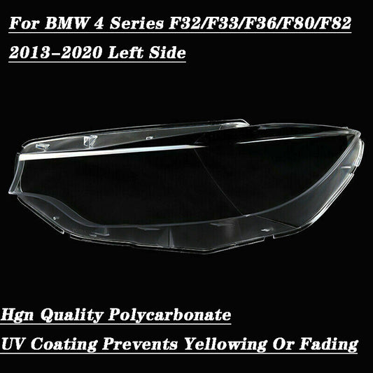The left-hand headlight lens cover is compatible with for BMW M4, F80, F82, F32, F33, and F36. (13-20 63117377855-)