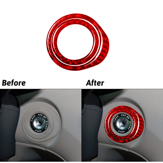 Red Carbon Fiber Interior Ignition Switch Cover Trim for Hyundai Azera 2006-2011