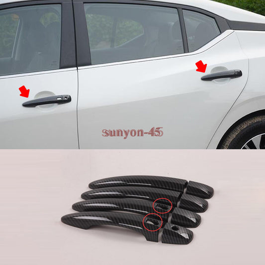 For 2020-2022 for Nissan Sentra ABS Carbon Fiber Look Car Door Handle Cover Trim 8p