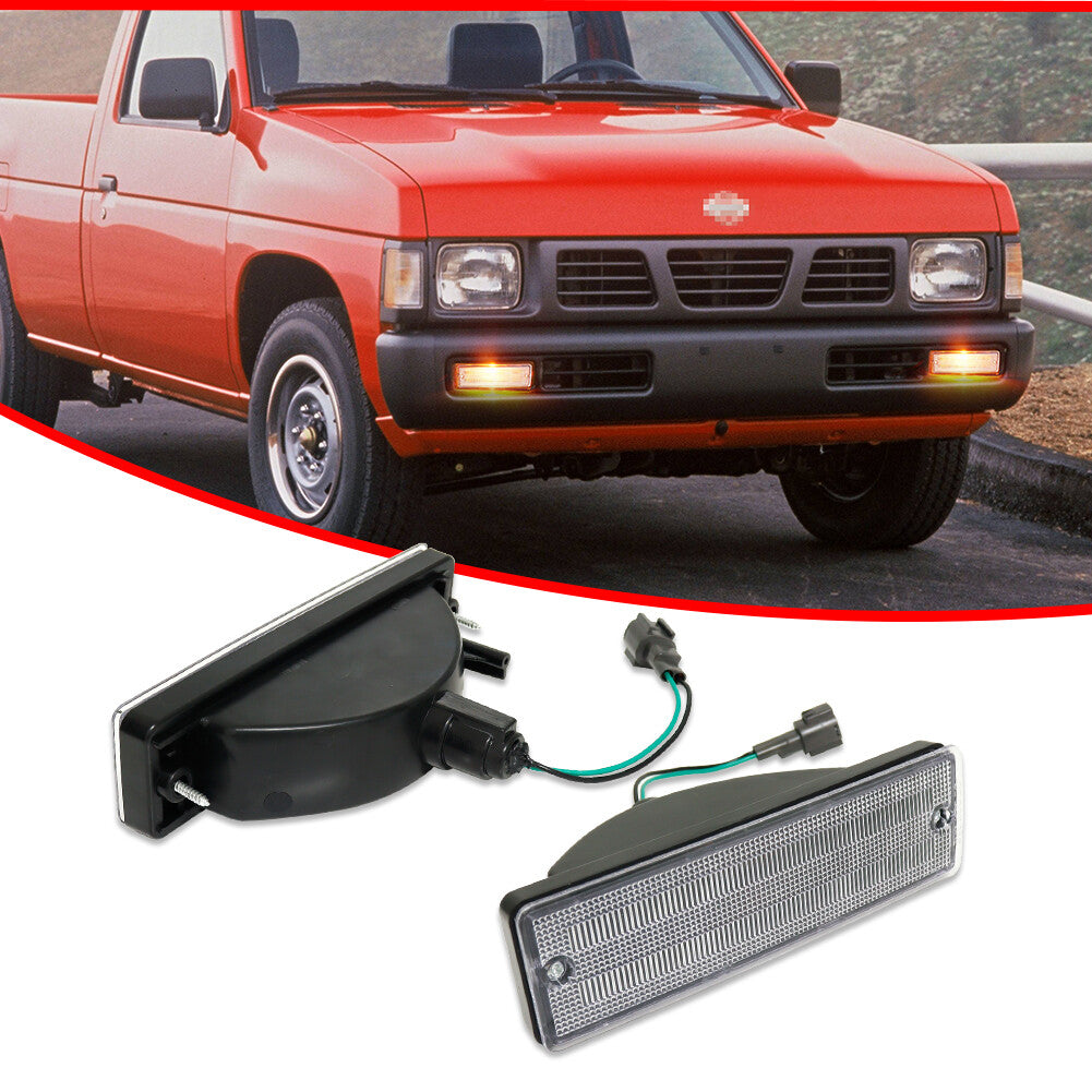 Front turn signal lights compatible with 95-97 for Nissan pickup clear lens left and right 2-piece set