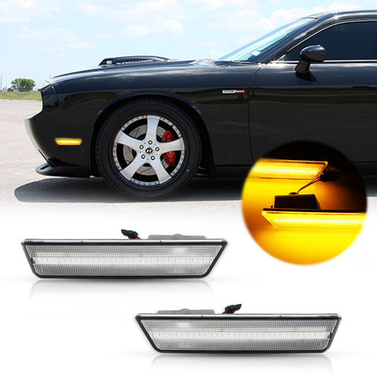 Transparent Lens Side Marker LED Strip 24-SMD Amber LED Bulb for 08-14 for Dodge for Challenger Q