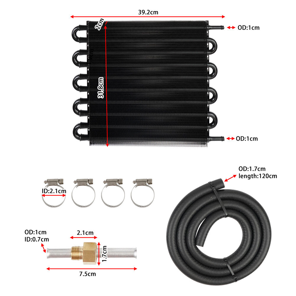 10 Rows Aluminum Remote Transmission Oil Cooler Radiator Converter Kit Black Q