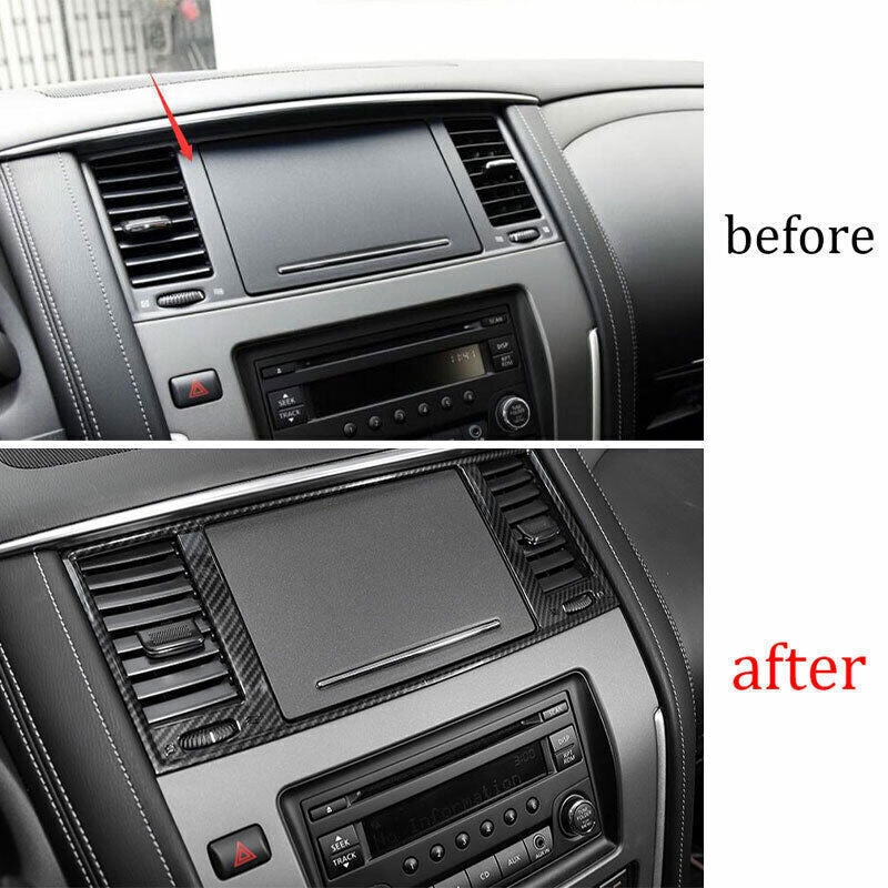 Middle Air Outlet Vent Cover Trim Fit for Nissan Armada Y62 2017-20 Carbon Fiber
