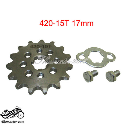 420 15 Tooth Teeth 17mm Front Engine Sprocket For 110 125 140 cc Pit Dirt Bike Q