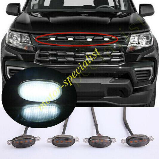 4P Front Grille White LED Light Style DRL Lamp for Chevy Colorado 2021-24