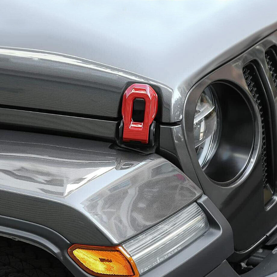Red Hood Lock Latches Catch Brackets Covers Trim For 2018-2023 for Jeep for Wrangler JL v