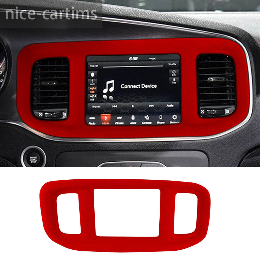 Suede Wine Red Central Control Navigation Panel Trim for Dodge Charger 2015-2023