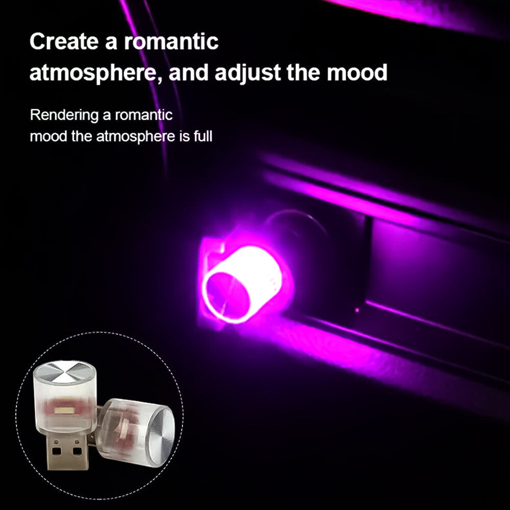 2Pcs x 7 Color Car Interior Accessories for Mini Light Neon Atmosphere Parts LED USB