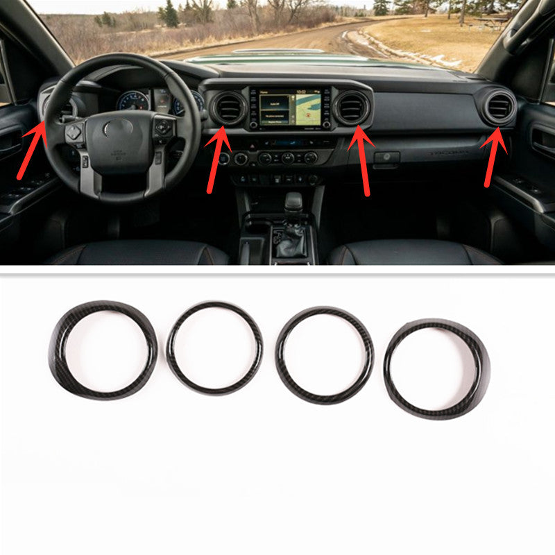 For Tacoma 2016-2023 Car Dashboard Air Vent Cover Trim Carbon Fiber 4pcs v