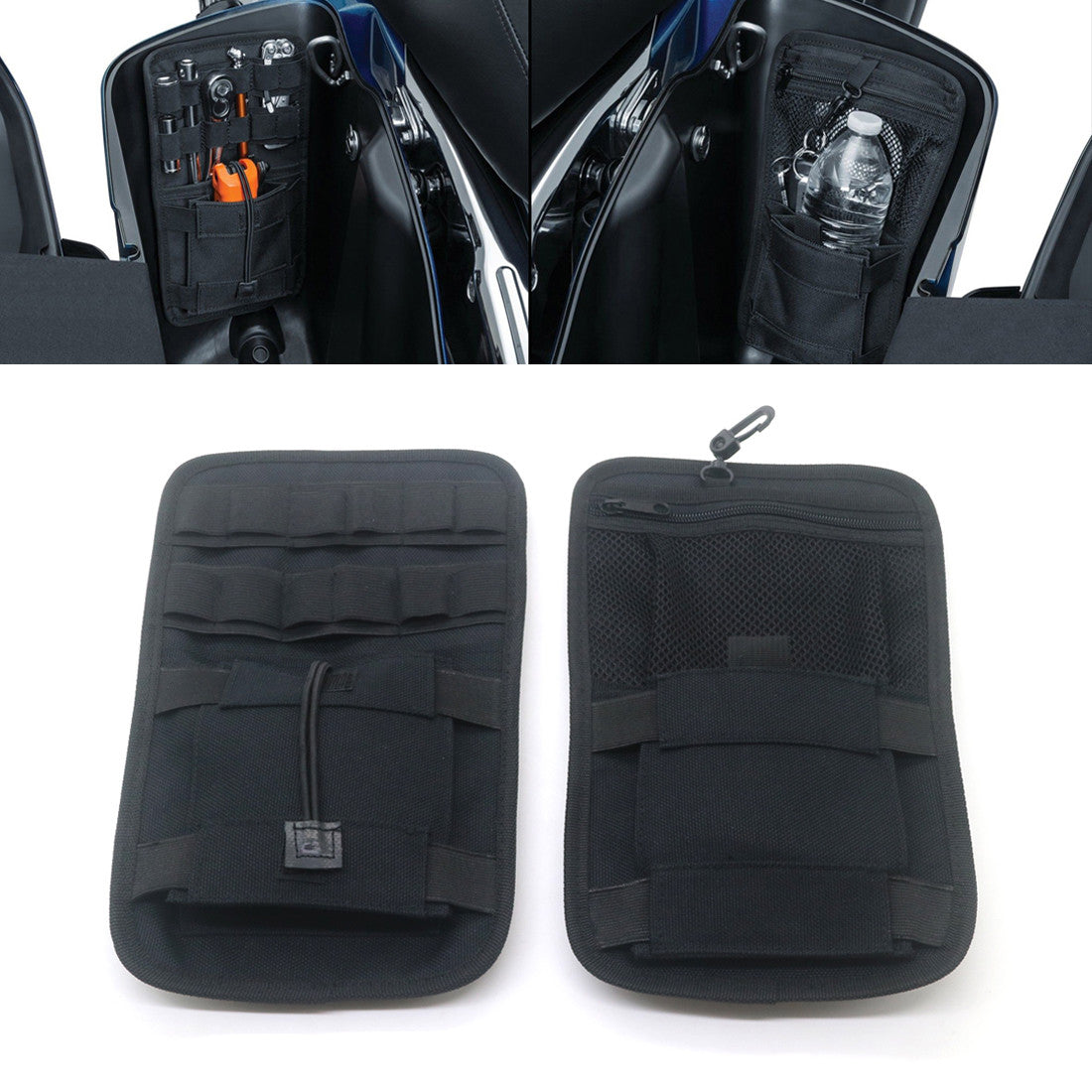 Pair Black Saddlebag Organizer Hard Bags Storage for Harley Touring Bagger 08-18 Q
