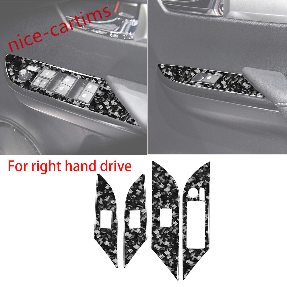 RHD Window Lift Switch Button Trim For T@yota Hilux Revo 2015-2021 Forged Carbon