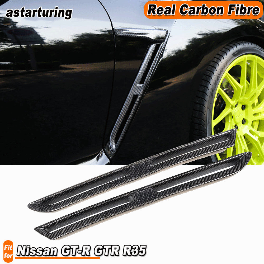 Fit for Nissan GT-R GTR 2008-2022 REAl Carbon Side Fender Vent Fins Cover Trim