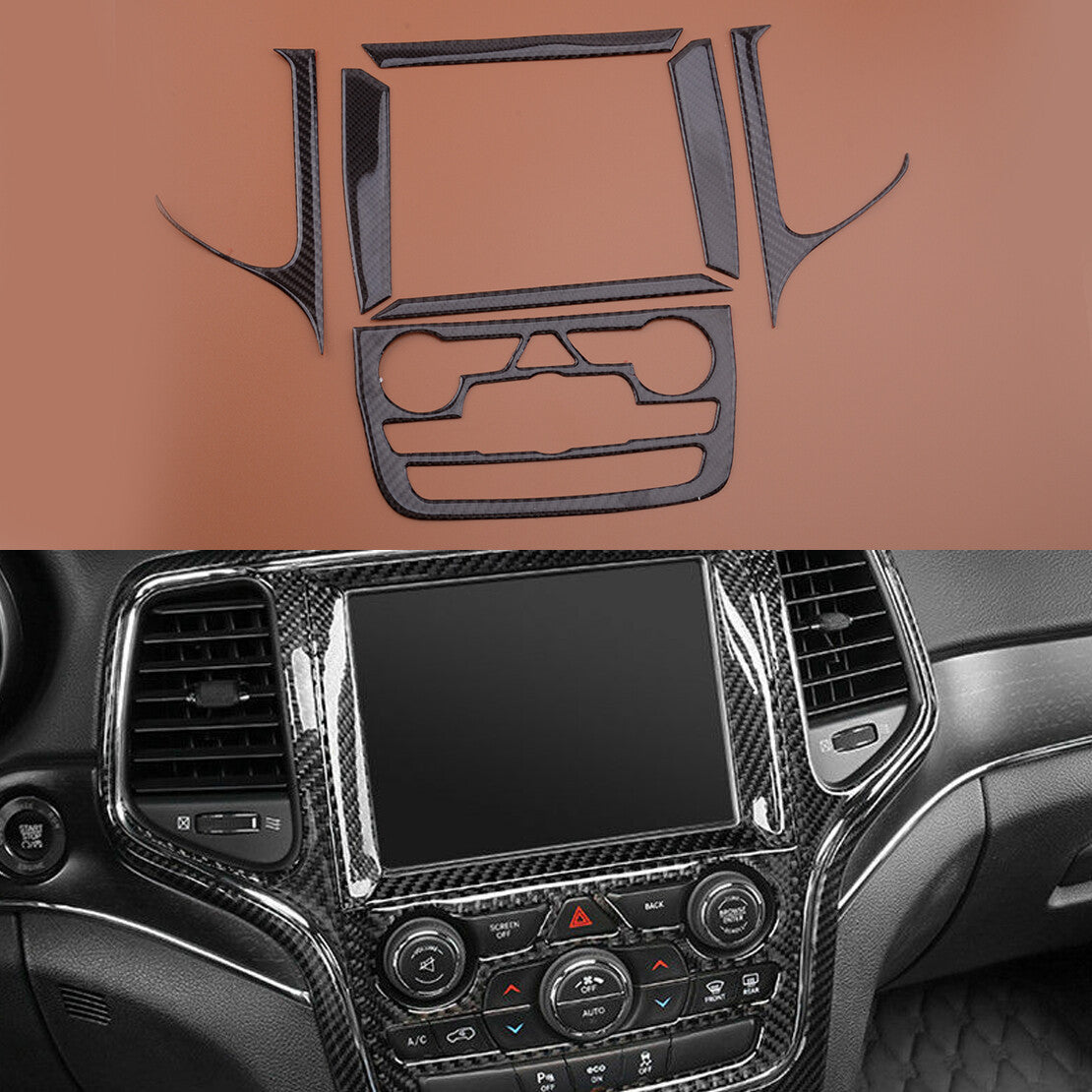 Carbon Fiber Navigation Panel Cover Trim fit for Jeep Grand Cherokee 2014-2018
