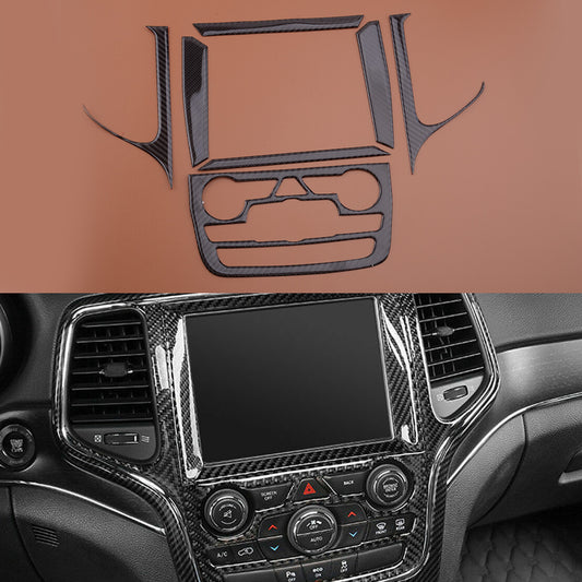 Carbon Fiber Navigation Panel Cover Trim fit for Jeep Grand Cherokee 2014-2018