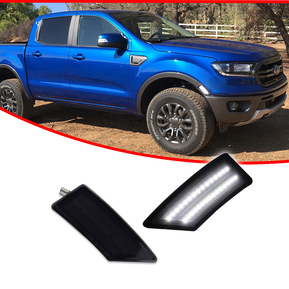 For 2019 - 2022 for Ranger Smoked Lens LED Side Marker Corner Signal Light White - v