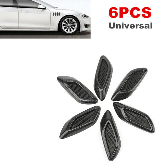 6-Piece Set of Carbon Fiber Colored Car SUV Cover, Airflow Fenders, and Side Vent Decorative Stickers - n