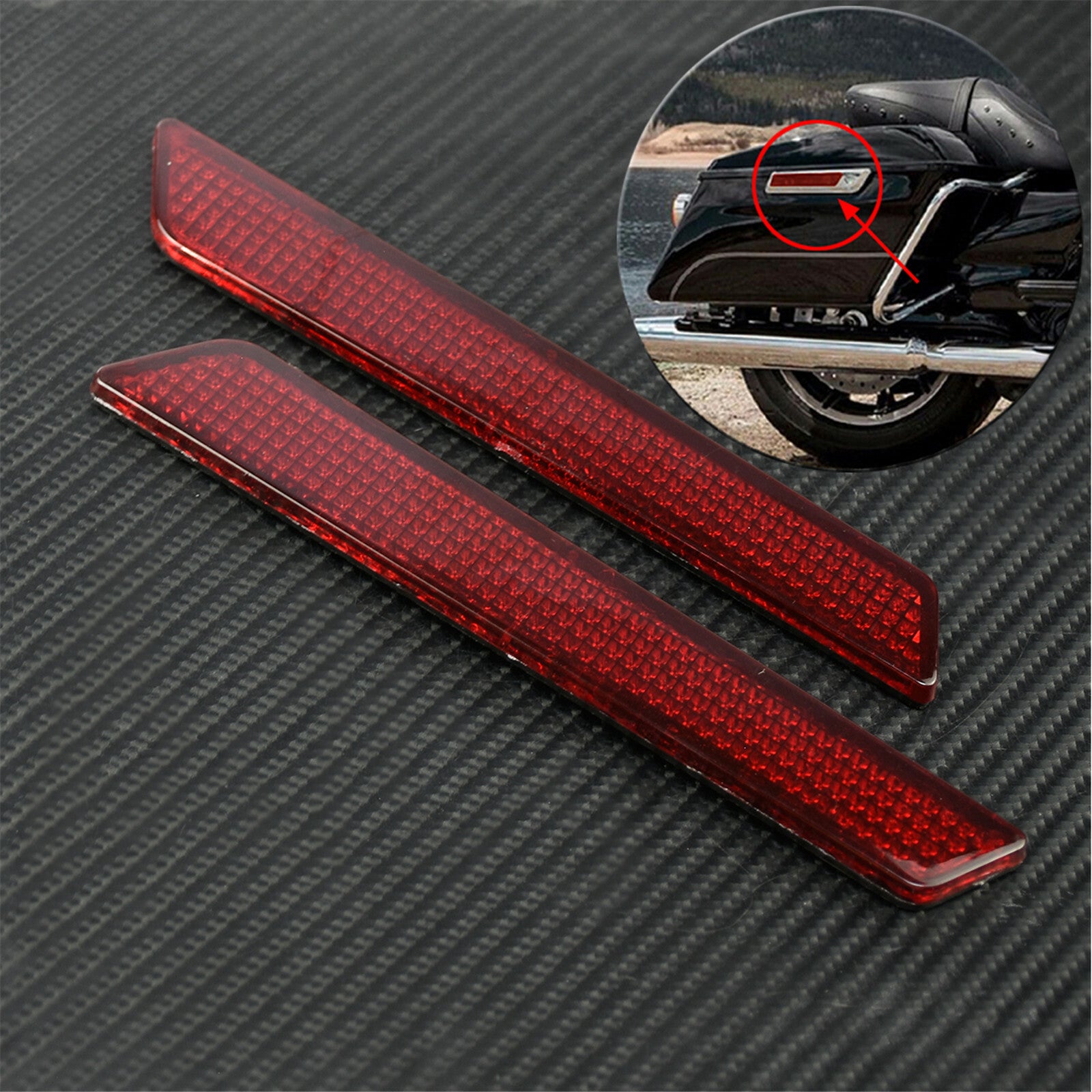 Red Saddlebag Guard Latch Cover Reflectors Fit For Touring Road Glide 2014-19