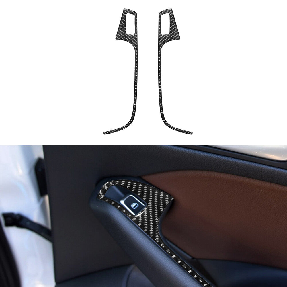2Pcs Rear Window Lift Button Trim Cover Decor Carbon Fiber for Audi Q5 2009-2017